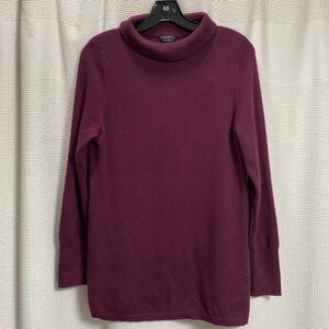 Talbots Cashmere tunic SZ M Eggplant/burgundy roll collar luxury GUC work career